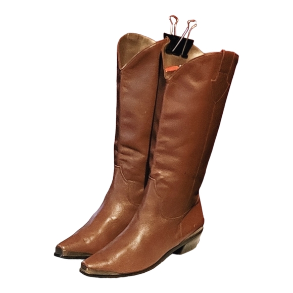 Women Vintage Leather Brown Western Style Boots By Catleia Size 8M - Picture 3 of 10